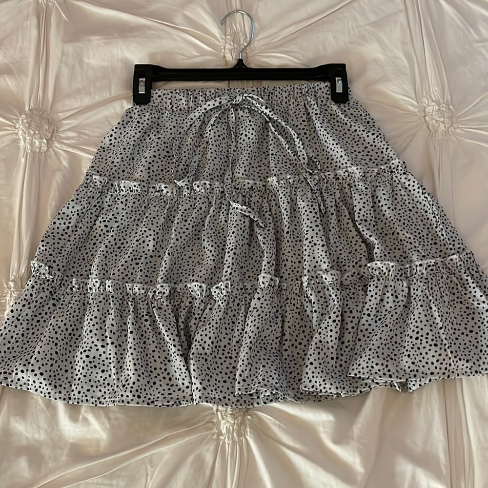 Dalmatian print knot detail layered skirt